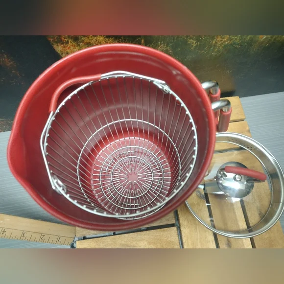 KUHN RIKON Swiss Design Steamer Cooking Pot Wire Basket & Glass Lid w/Strainer - Picture 3 of 8